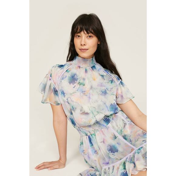 MISA Los Angeles Ella Flowy Romantic Pastel Watercolor Dress Small NWT $410 - Picture 3 of 6